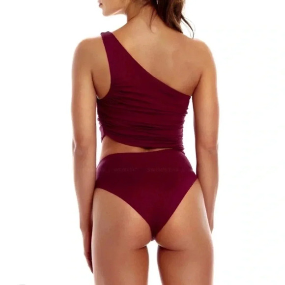 New Agua Bendita Trini One Piece Swimsuit Bathing Suit Wine Red Large - Picture 3 of 9